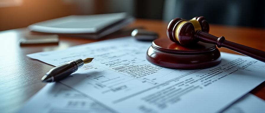 Legal gavel and heavy industry contract documents
